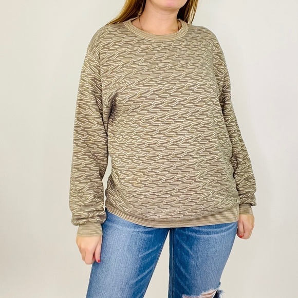 Vintage 90s Textured Wave 3D Earth Color Sweater - Picture 3 of 12